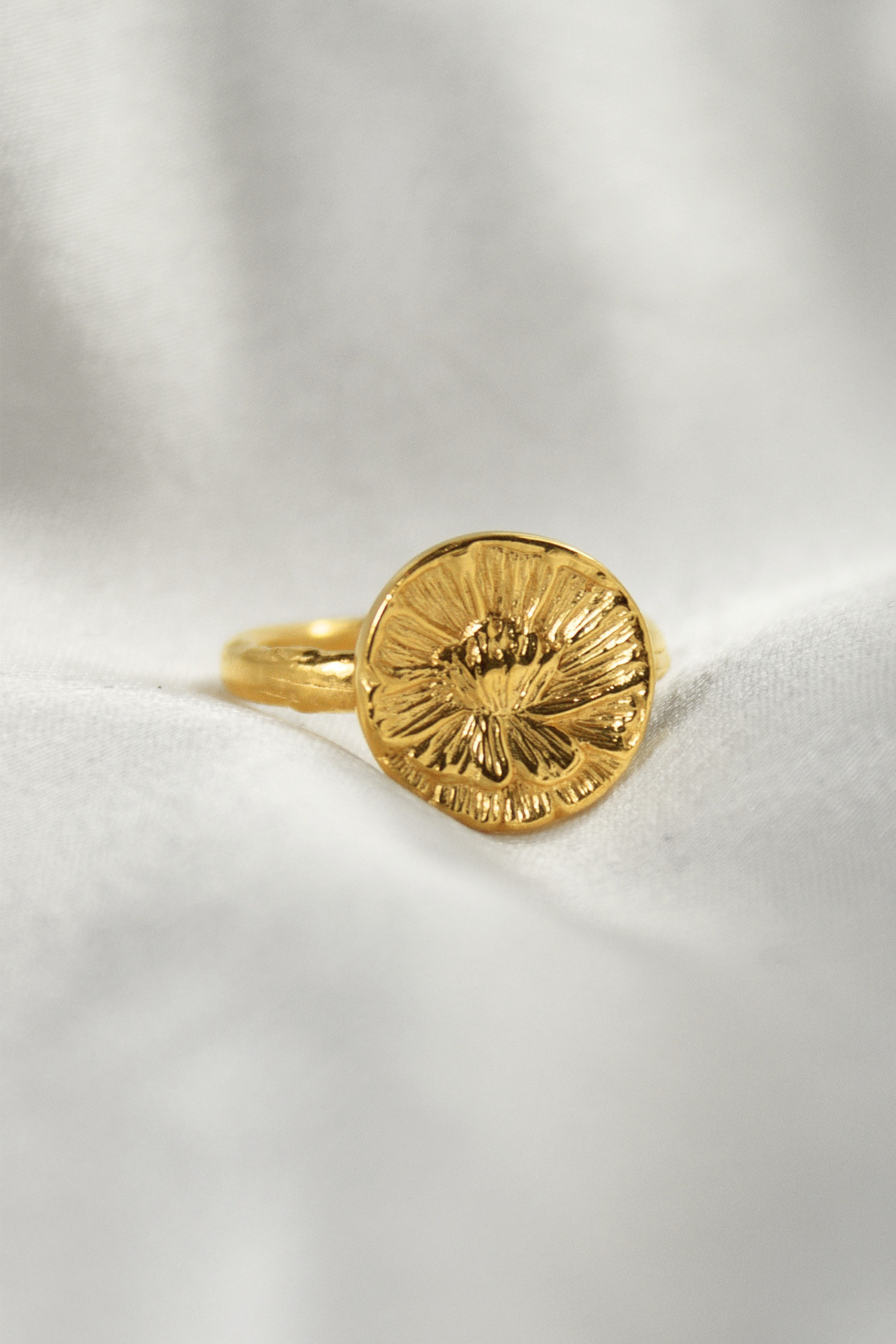 Peony Ring srebrny pozłacany pierścionek piwonia - obrazek 6