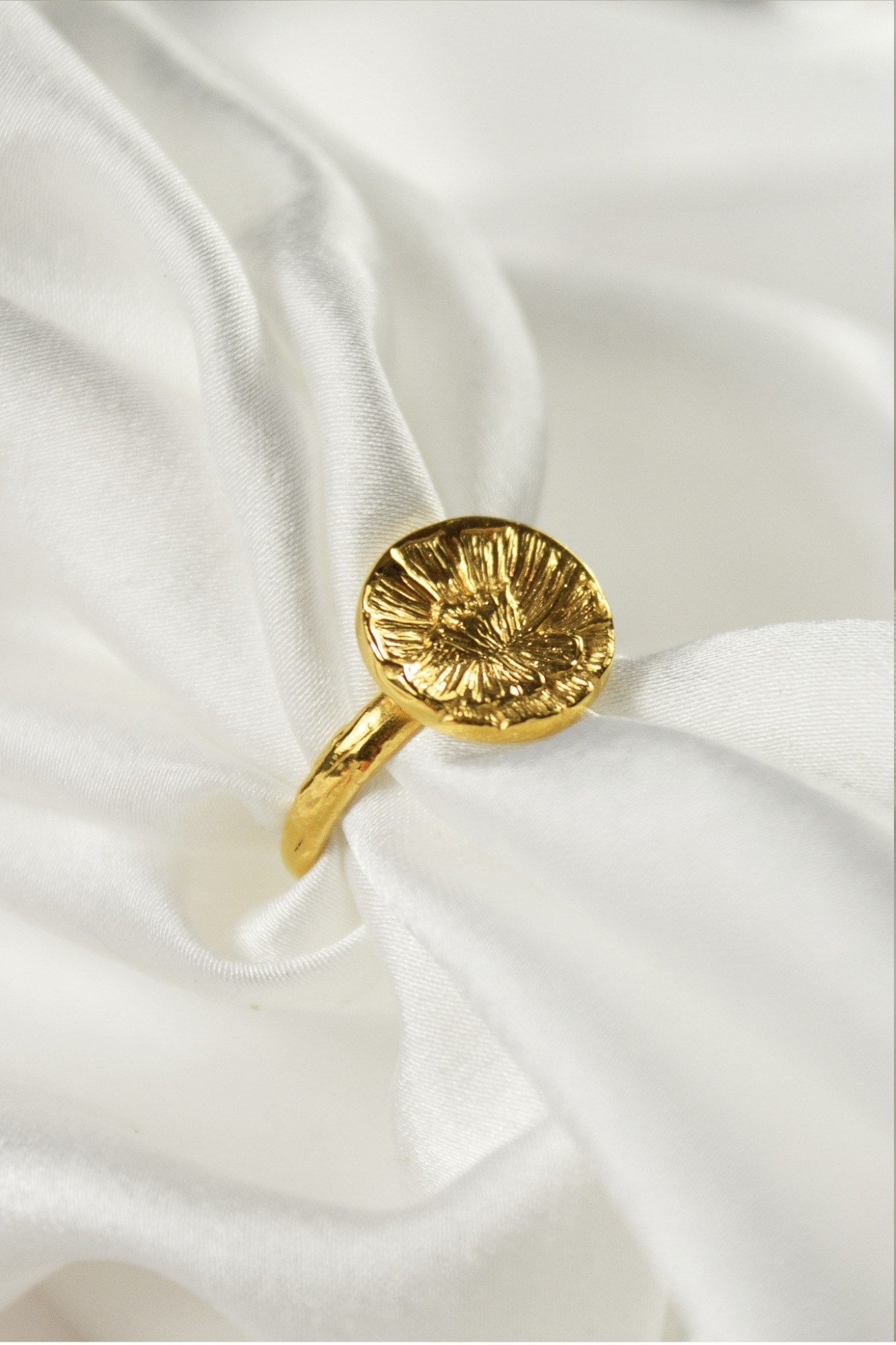 Peony Ring srebrny pozłacany pierścionek piwonia - obrazek 4